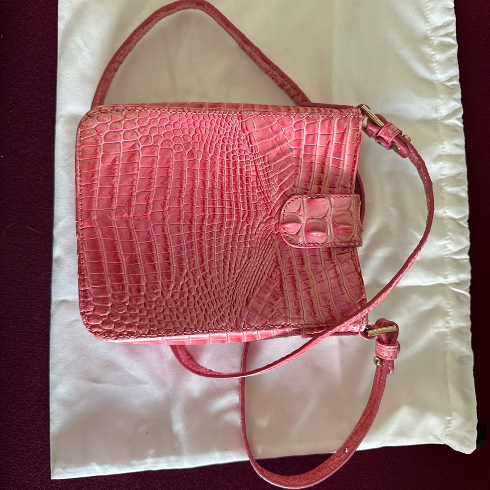 Pink Brahmin Crocodile Embossed Crossbody Bag - Picture 2 of 3